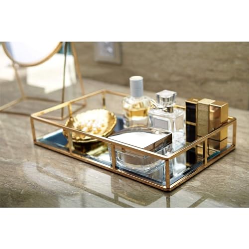 PuTwo Gold Mirror Vanity Tray Organizer