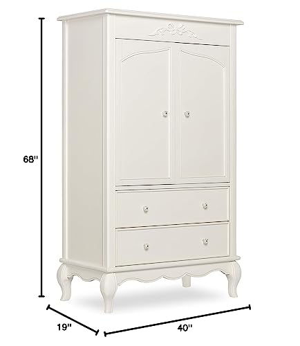 Evolur Aurora Armoire in Ivory Lace, Spacious Storage