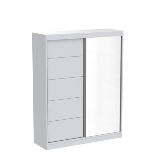 Aria 2 Door 47" Wardrobe (White with Mirror)