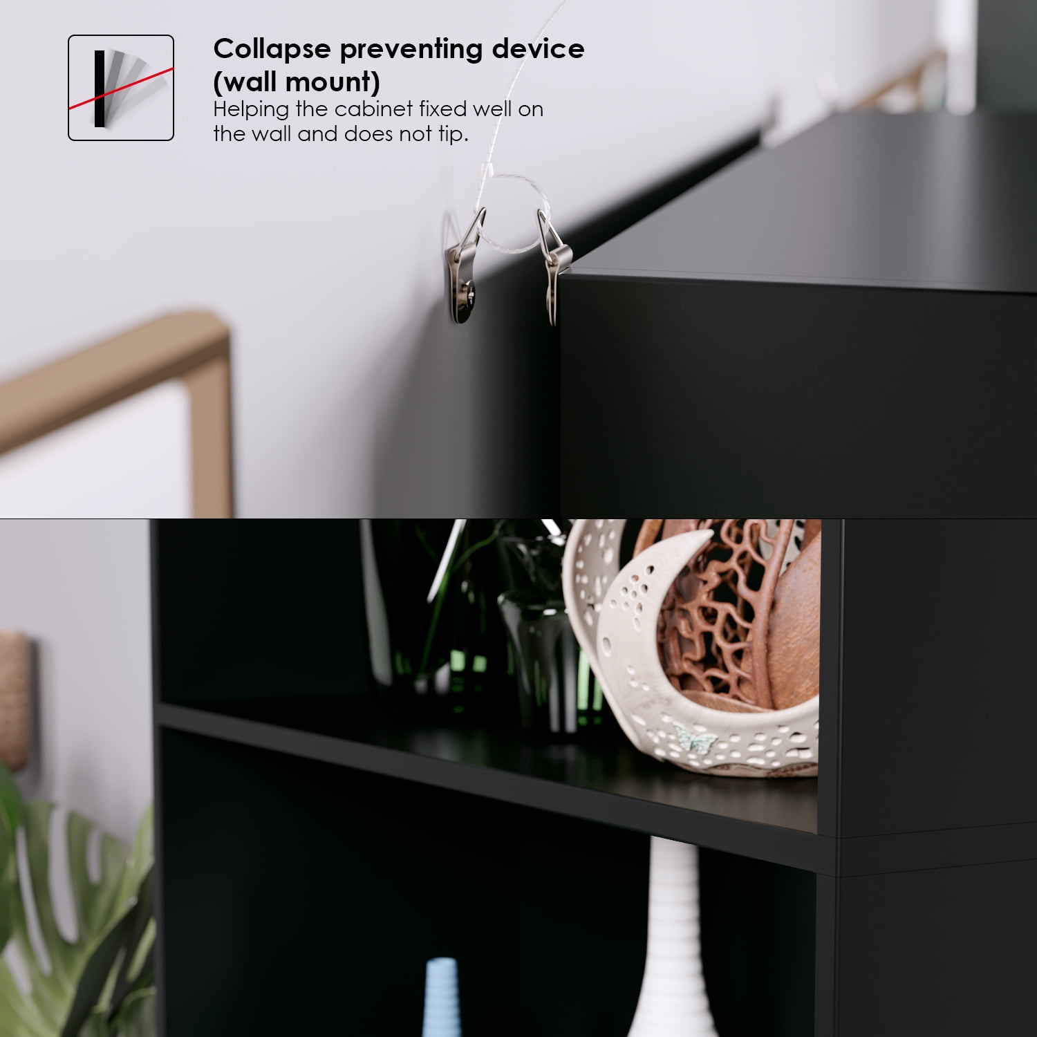 Black 6-Tier Bookshelf for Home Office