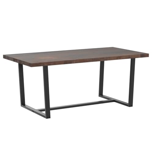 72" Solid Wood Dining Table with Metal Frame
