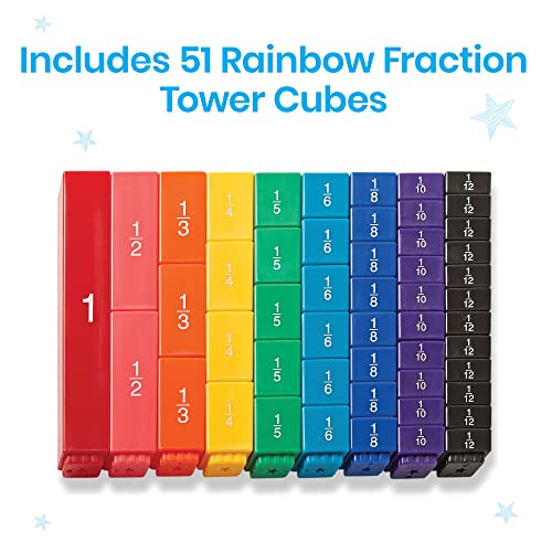 Rainbow Fraction Tower Cubes: Montessori Math Homeschool Set