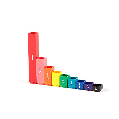 Rainbow Fraction Tower Cubes: Montessori Math Homeschool Set