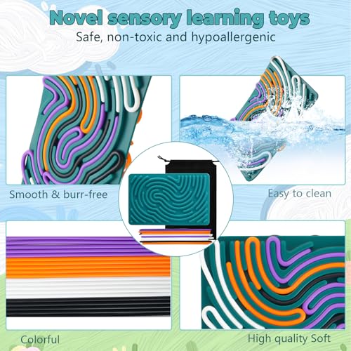 Double-Sided Silicone Sensory Activity Board for Ages 3+