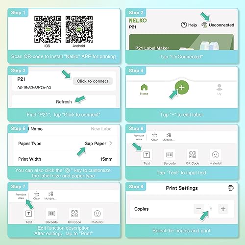 Portable Bluetooth Label Maker with Multiple Templates