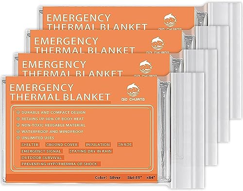 Emergency Mylar Thermal Blankets - Survival Kit (4-Pack)
