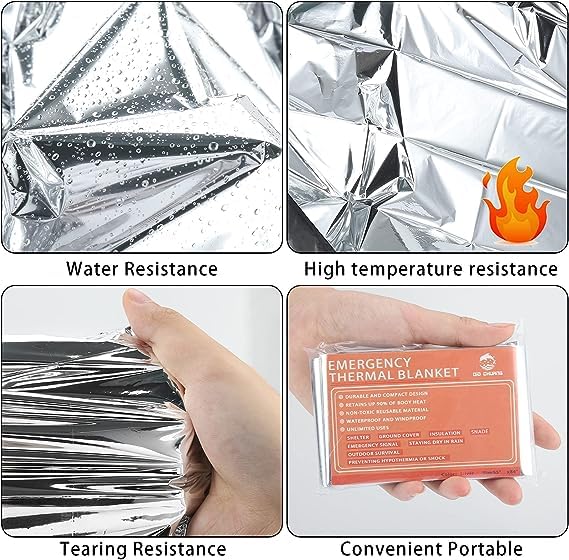 Emergency Mylar Thermal Blankets - Survival Kit (4-Pack)