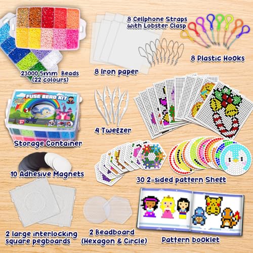 23000-pc Fuse Beads Kit: 22 Colors, 106 Patterns