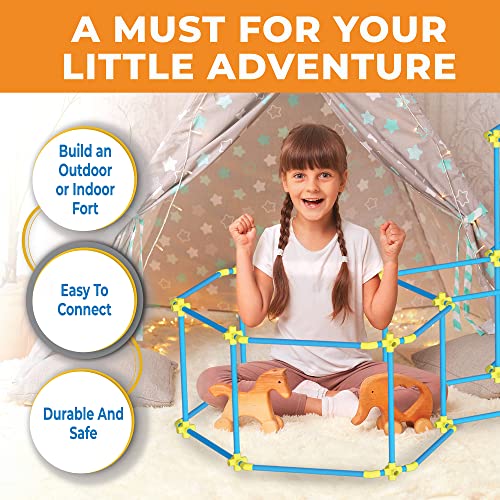 180pc Modular Fort Building Kit for Kids | STEM Toy Set | DIY Build Play Castle Tunnel House