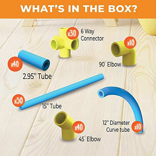 180pc Modular Fort Building Kit for Kids | STEM Toy Set | DIY Build Play Castle Tunnel House