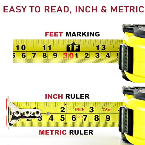 Zabiki 25 Ft Measuring Tape with Metric and Inches