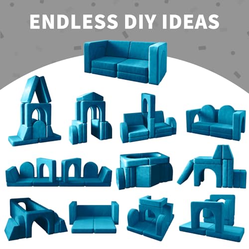 10PCS Modular Kids Play Couch for Homeschooling, Blue