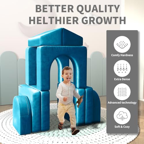 10PCS Modular Kids Play Couch for Homeschooling, Blue