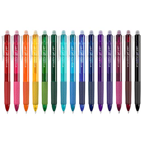 Vanstek 15-Color Retractable Erasable Gel Pens Clicker