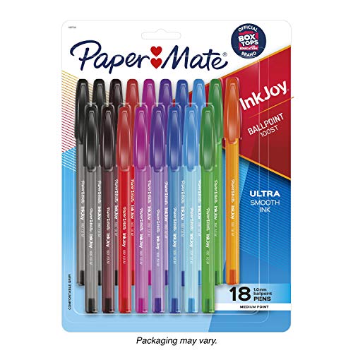 18 Paper Mate InkJoy 100ST Ballpoint Pens - Assorted