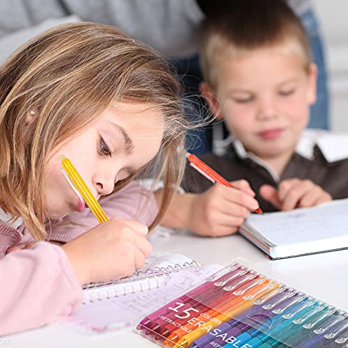 Vanstek 15-Color Retractable Erasable Gel Pens Clicker