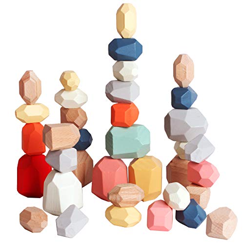 36 PCS Wooden Rocks Stones: Sensory Learning Montessori Toys