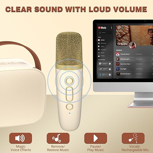 Kids Karaoke Machine with Wireless Microphone and Speaker