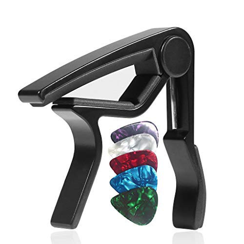 WINGO Guitar Capo with 5 Free Picks, Black