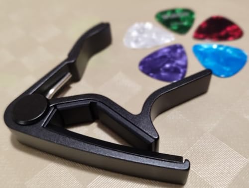 WINGO Guitar Capo with 5 Free Picks, Black
