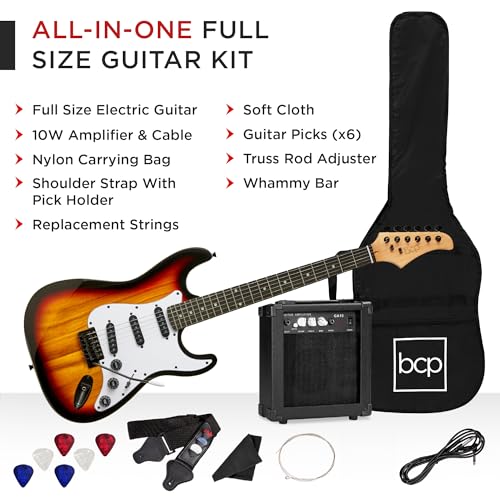 Full Size Electric Guitar Starter Kit - 3 Color Sunburst