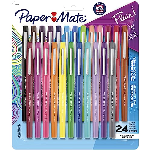 24 Paper Mate Flair Marker Pens, Assorted Colors