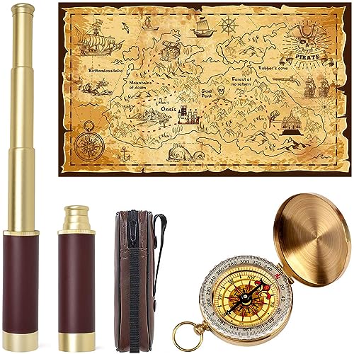 Pirate Spyglass Telescope Treasure Map Compass Kids Set