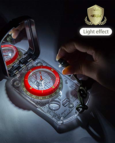 BIJIA Orienteering Map Compass with LED Light