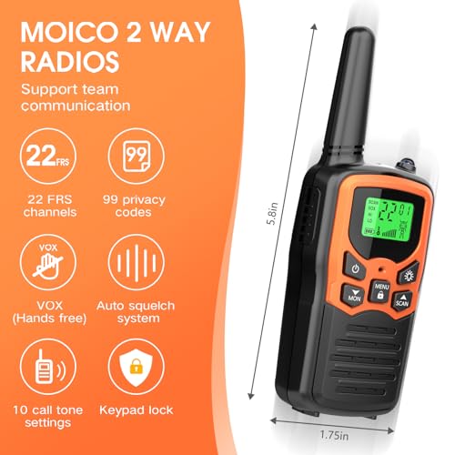MOICO Long Range Walkie Talkies for Outdoor Adventures