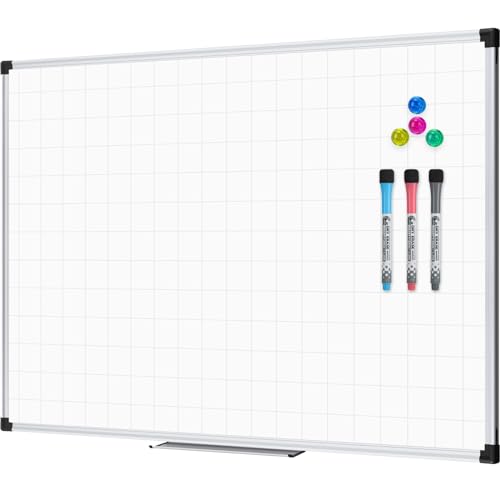 XBoard Large Magnetic Double-Sided Whiteboard Planner Gridlines