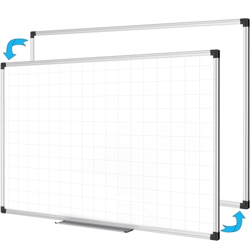 XBoard Large Magnetic Double-Sided Whiteboard Planner Gridlines