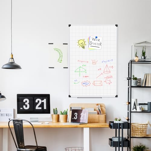 XBoard Large Magnetic Double-Sided Whiteboard Planner Gridlines