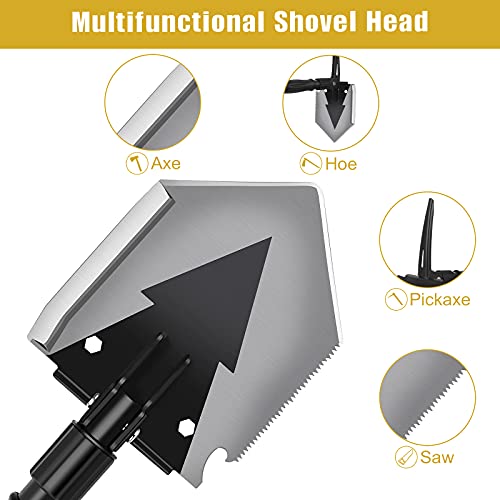 Yeacool 38" Folding Shovel with Pickaxe and Multitool