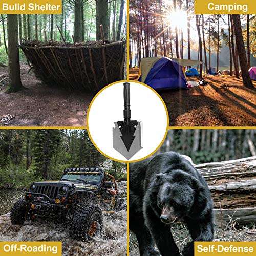 Yeacool 38" Folding Shovel with Pickaxe and Multitool