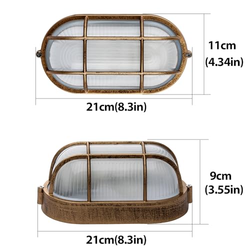 Outdoor Oval Sauna Lamp, Nautical Bulkhead Light, Aluminum