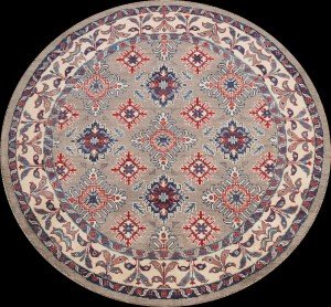 Geometric Round Area Rug - 5x5 Handmade Carpet