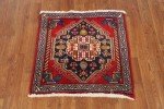 Red and Ivory Square Geometric Accent Rug 2x2 ft