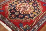Red and Ivory Square Geometric Accent Rug 2x2 ft