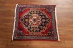 Red and Ivory Square Geometric Accent Rug 2x2 ft