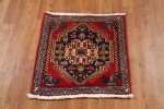Red and Ivory Square Geometric Accent Rug 2x2 ft