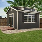 Beige DIY Wooden Storage Shed for Tiny Homes