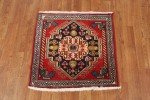 Square Geometric Traditional Vintage Rug 2x2 ft Hand-knotted Wool