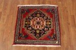 Square Geometric Traditional Vintage Rug 2x2 ft Hand-knotted Wool