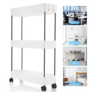 Adjustable 3-Tier Mobile Storage Cart with Lockable Wheels