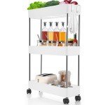 Adjustable 3-Tier Mobile Storage Cart with Lockable Wheels