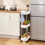 Adjustable 3-Tier Mobile Storage Cart with Lockable Wheels