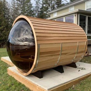 ZONEMEL Panoramic Barrel Sauna for 6-8 People