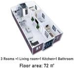 Expandable 40ft Prefab Tiny Home with 3 Bedrooms