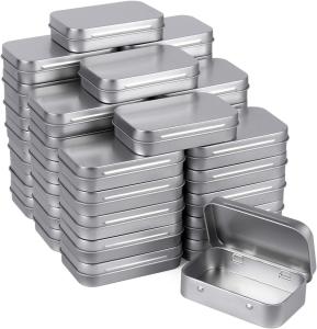 40 Pack Silver Mini Hinged Tins for Storage