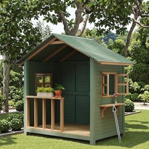 Elegant Outdoor Wooden Tiny Playhouse for Kids